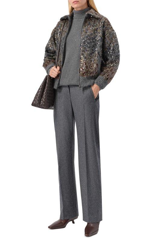 Свитер из кашемира и шелка Brunello Cucinelli M73539914 Серый  M73539914 Фото 2