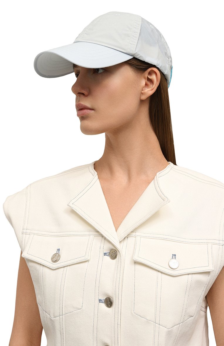 Женская бейсболка ACNE STUDIOS светло-голубого цвета, арт. FN-UX-HATS000193 | Фото 2 (Нос: Не проставлено; Материал сплава: Проставлено; Материал: Синтетический материал, Текстиль)