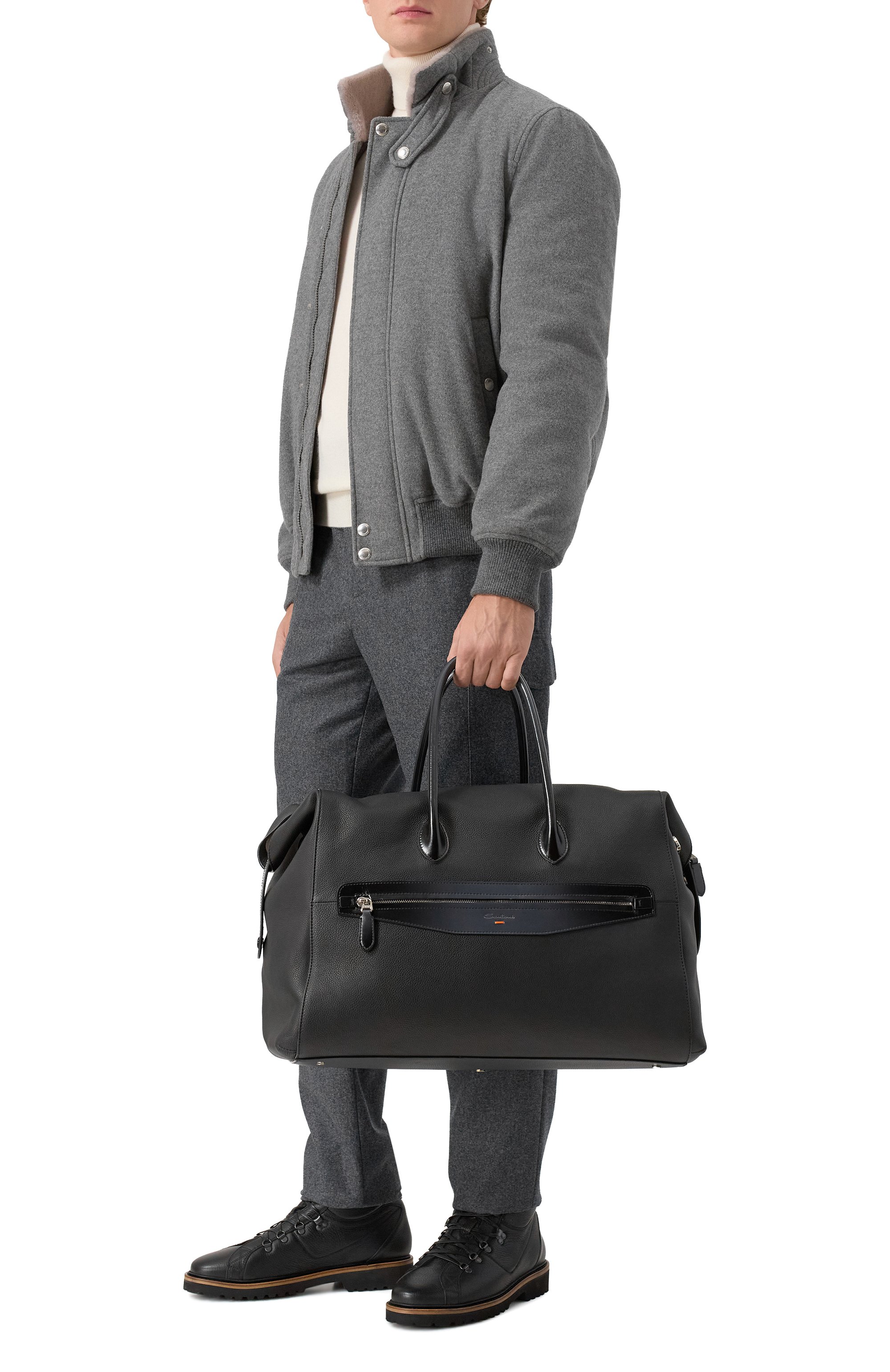 Сумка SANTONI черного цвета по цене 308000 руб., арт. UIBGA2646BS-ACSU, фото 7 Сумка SANTONI, арт. UIBGA2646BS-ACSU, фото 7