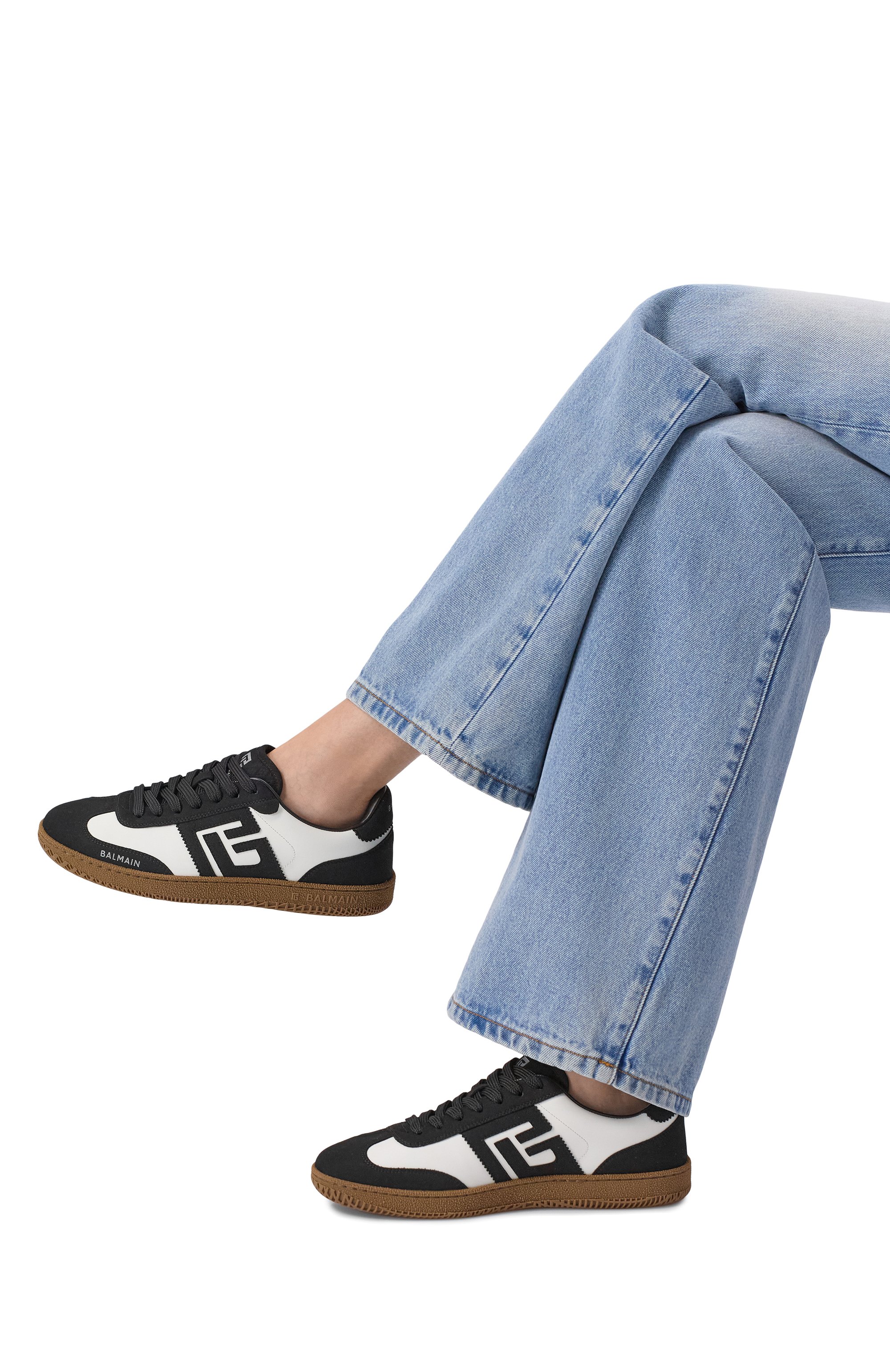 Комбинированные кеды swan BALMAIN черного цвета по цене 69350 руб., арт. FN0VI735/LBEW, фото 2 Комбинированные кеды swan BALMAIN, арт. FN0VI735/LBEW, фото 2