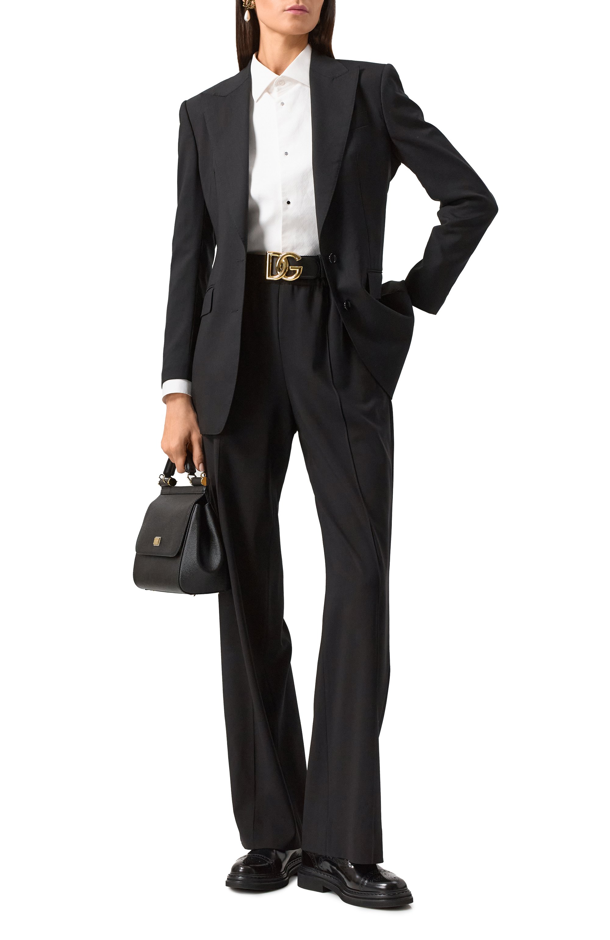 Шерстяные брюки DOLCE & GABBANA черного цвета по цене 95500 руб., арт. FTC6ZT/FUBAJ, фото 2 Шерстяные брюки DOLCE & GABBANA, арт. FTC6ZT/FUBAJ, фото 2