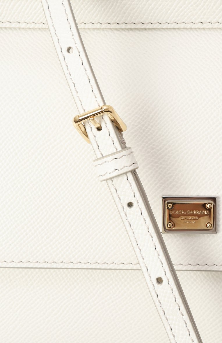 Женская сумка sicily small DOLCE & GABBANA белого цвета, арт. BB9003_BE9003_BI9003/A1001_1_ | Фото 3 (Материал сплава: Проставлено; Материал: Натуральная кожа; Драгоценные камни: Проставлено; Ремень/цепочка: На ремешке; Сумки-технические: Сумки top-handle; Размер: small)