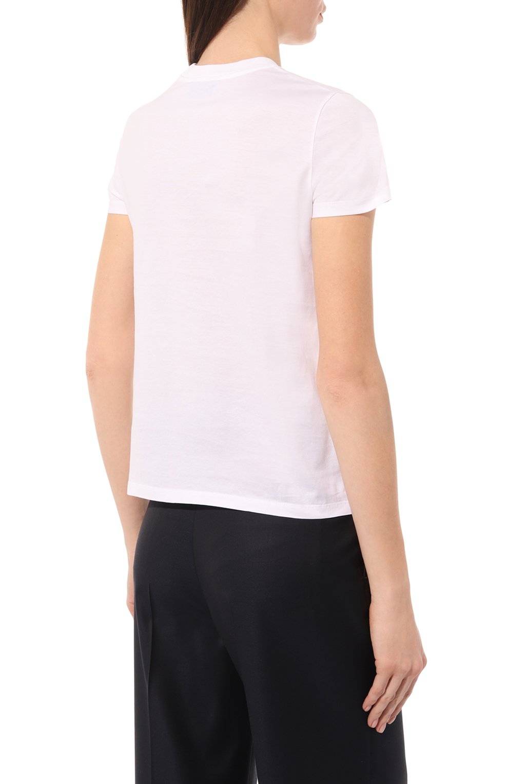 Хлопковая футболка PRADA белого цвета по цене 93000 руб., арт. 3555AR-1YSH-F0N40-211, фото 4 Хлопковая футболка PRADA, арт. 3555AR-1YSH-F0N40-211, фото 4