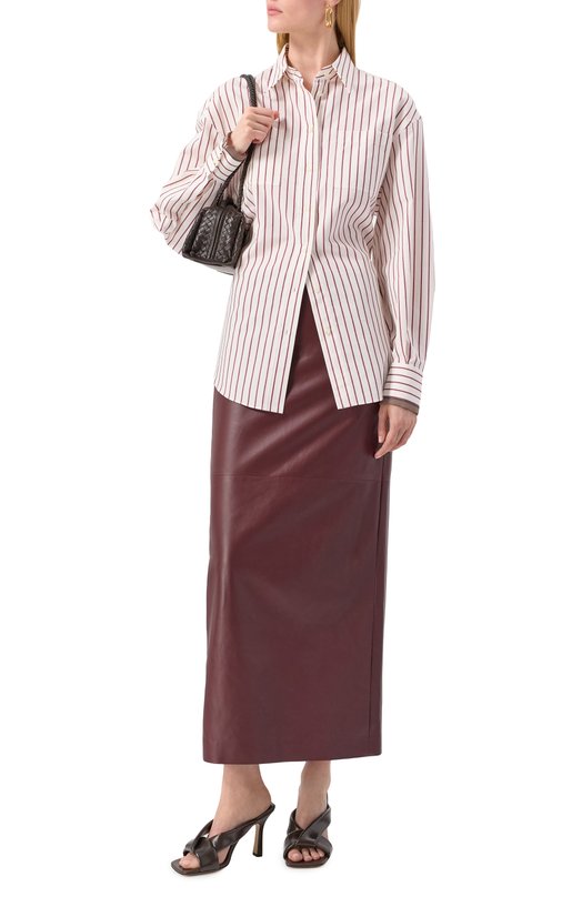 Кожаная юбка Brunello Cucinelli MPNGPG3891 Бордовый  MPNGPG3891 Фото 2