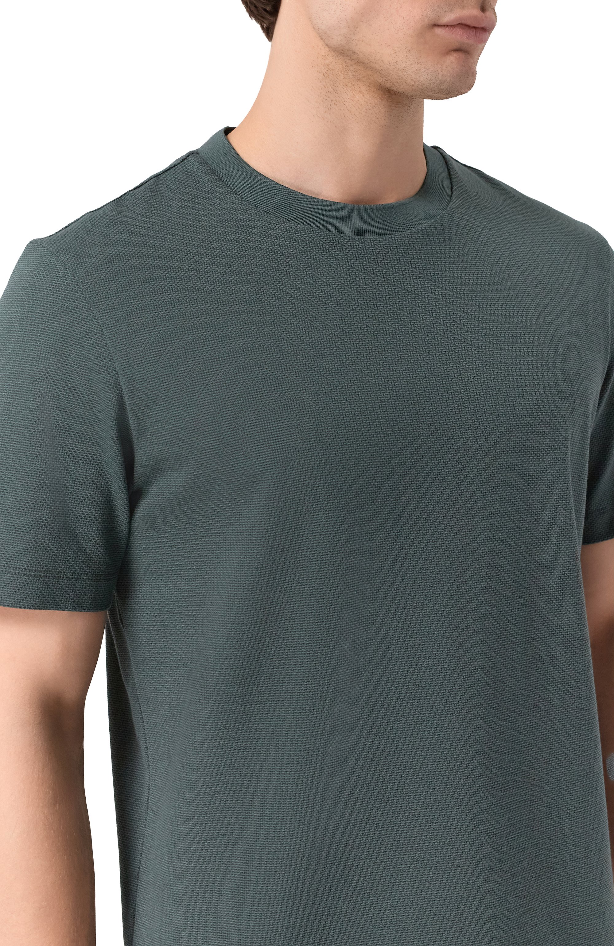 Хлопковая футболка BOSS темно-зеленого цвета по цене 16950 руб., арт. 50555163, фото 5 Хлопковая футболка BOSS, арт. 50555163, фото 5