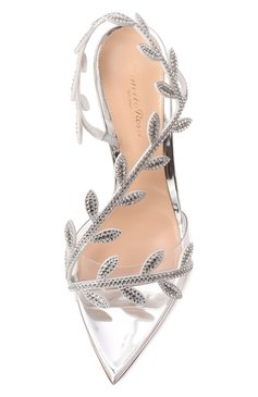 Женские кожаные босоножки crystal flavia 105 GIANVITO ROSSI серебряного цвета, арт. G32448.15RIC.GBMTRSS | Фото 6 (Каблук высота: Высокий; Драгоценные камни: Проставлено; Материал внешний: Натуральная кожа; Каблук тип: Шпилька; Подошва: Плоская; Материал внутренний: Натуральная кожа; Материал сплава: Проставлено)