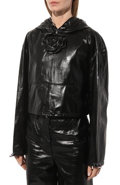 Женская кожаная куртка GIUSEPPE DI MORABITO черного цвета, арт. PF23199T0-F-252 | Фото 3 (Кросс-КТ: Куртка; Рукава: Длинные; Материал сплава: Прост�авлено; Материал внешний: Натуральная кожа; Драгоценные камни: Проставлено; Женское Кросс-КТ: Замша и кожа; Длина (верхняя одежда): Короткие; Стили: Кэжуэл)