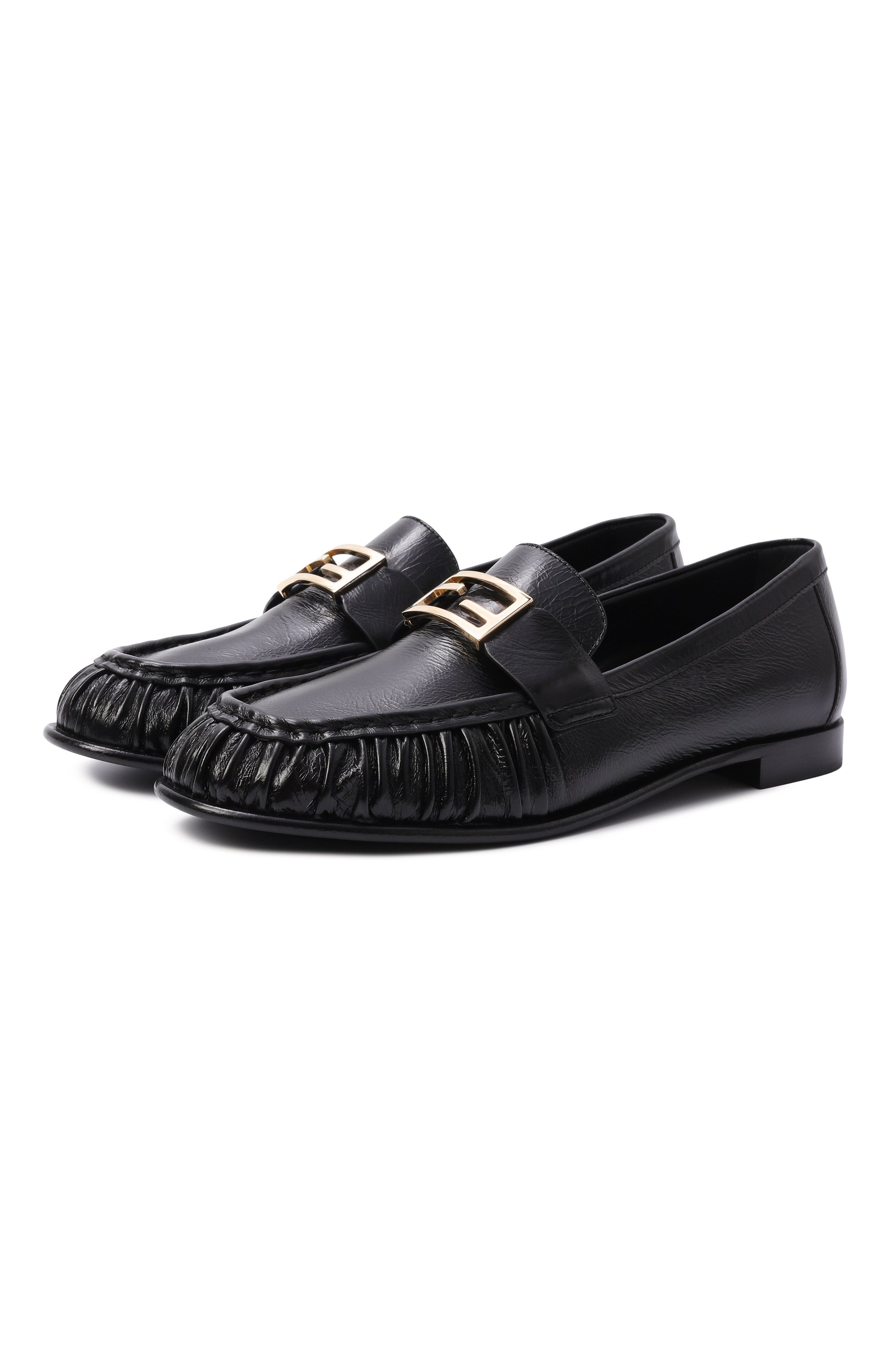 Кожаные лоферы baguette FENDI черного цвета по цене 122500 руб., арт. 8D8756/NBA, фото 1 Кожаные лоферы baguette FENDI, арт. 8D8756/NBA, фото 1