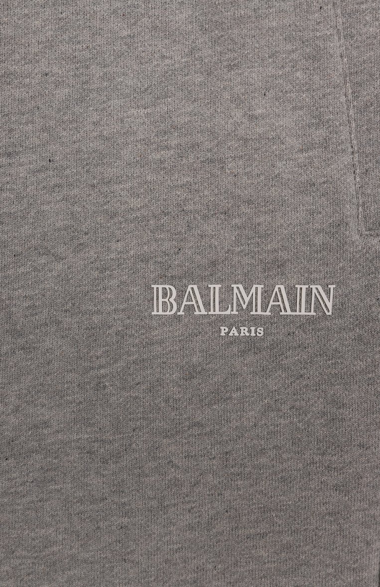 Детские хлопковые джоггеры BALMAIN серого цвета, арт. BW6R10 | Фото 3 (Материал внешний: Хлопок; Нос: Не проставлено; Мальчики Кросс-КТ: Брюки-спорт, Джоггеры-одежда; Ростовка одежда: 10 - 11 лет | 140 - 146см, 16 лет | 164 см, 8 лет | 128 см, 13 - 15 лет | 158 см, 6 лет | 116 см, 12 лет | 152 см)