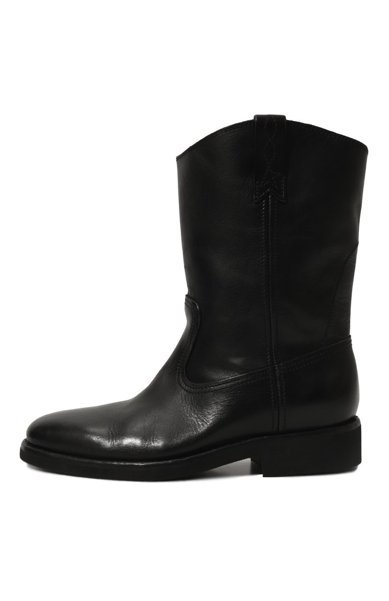 Женские кожаные полусапоги biker GOLDEN GOOSE DELUXE BRAND черного цвета, арт. GWF00153.F | Фото 4 (Подошва: Плоская; Каблук высота: Низкий; Материал внутренний: Натуральная кожа; Материал сплава: Проставлено; Драго�ценные камни: Проставлено; Высота голенища: Низкие; Каблук тип: Устойчивый; Материал внешний: Натуральная кожа; Материал утеплителя: Без утеплителя)