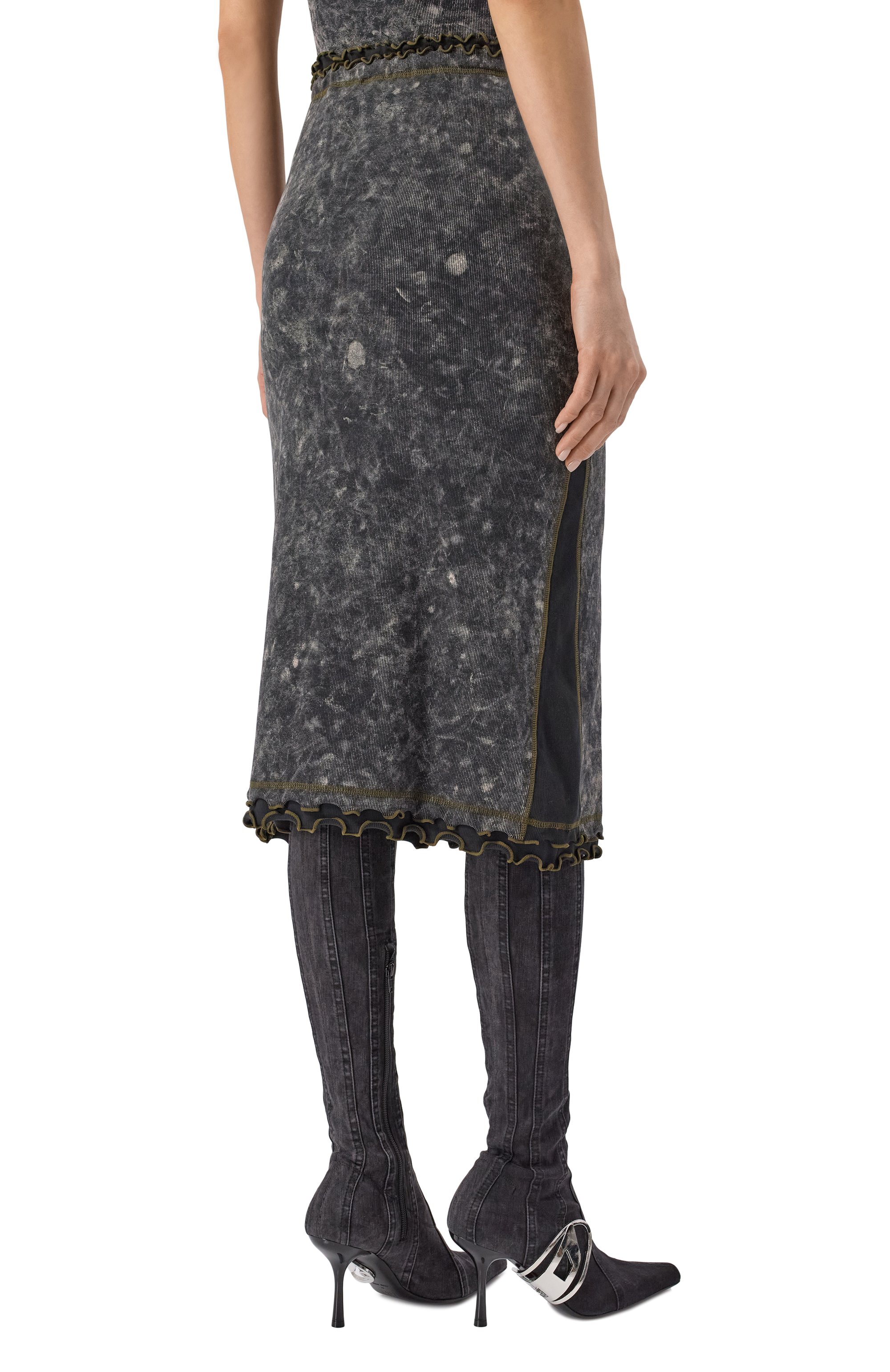 Хлопковая юбка DIESEL темно-серого цвета по цене 21150 руб., арт. A16656/0JQAT, фото 4 Хлопковая юбка DIESEL, арт. A16656/0JQAT, фото 4