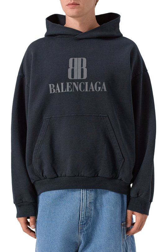 Хлопковое худи Balenciaga 767877/TSV03 Чёрный  767877/TSV03 Фото 3