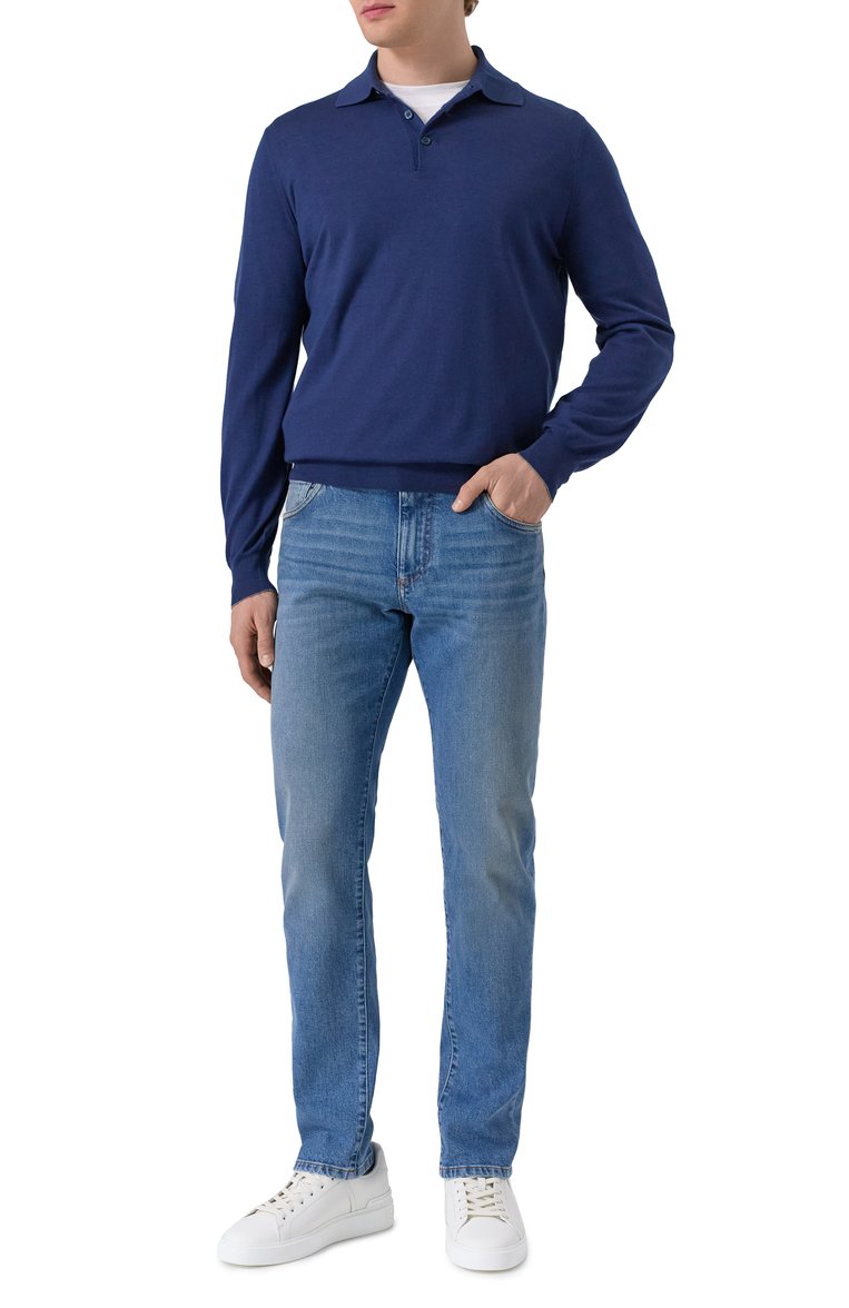 Мужские джинсы slim DOLCE & GABBANA синего цвета, арт. GY07CD/G8MZ6 | Фото 2 (Длина (брюки, джинсы): Стандартные; Автоматизация ТО: Проставлено; Автоматизация состава: Проставлено; Материал внешний: Хлопок, Деним; Кросс-КТ: Деним; Силуэт М (брюки): Прямые; Детали: Делаве; Стили: Повседневный)