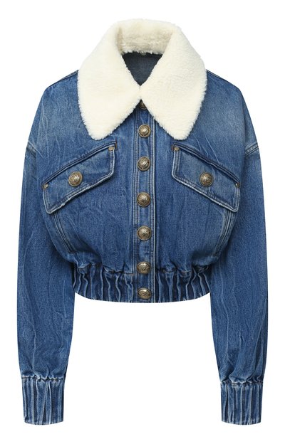 Джинсовая куртка BALMAIN синего цвета по цене 190500 руб., арт. UF18641/D059, фото 1 Джинсовая куртка BALMAIN, арт. UF18641/D059, фото 1