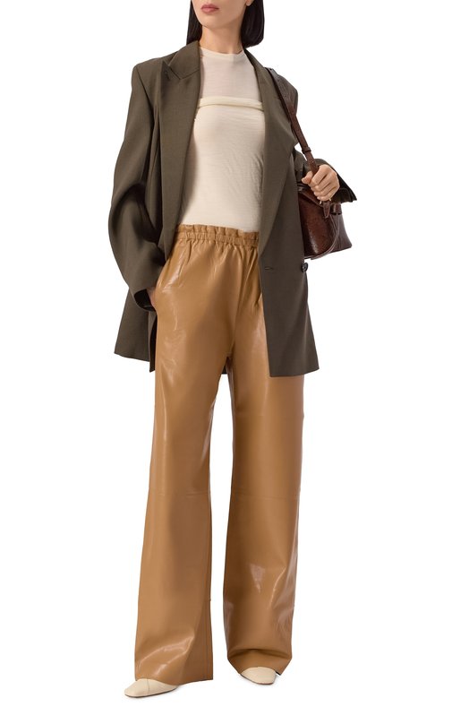 Брюки из экокожи Nanushka GEB Бежевый  GEB Фото 2