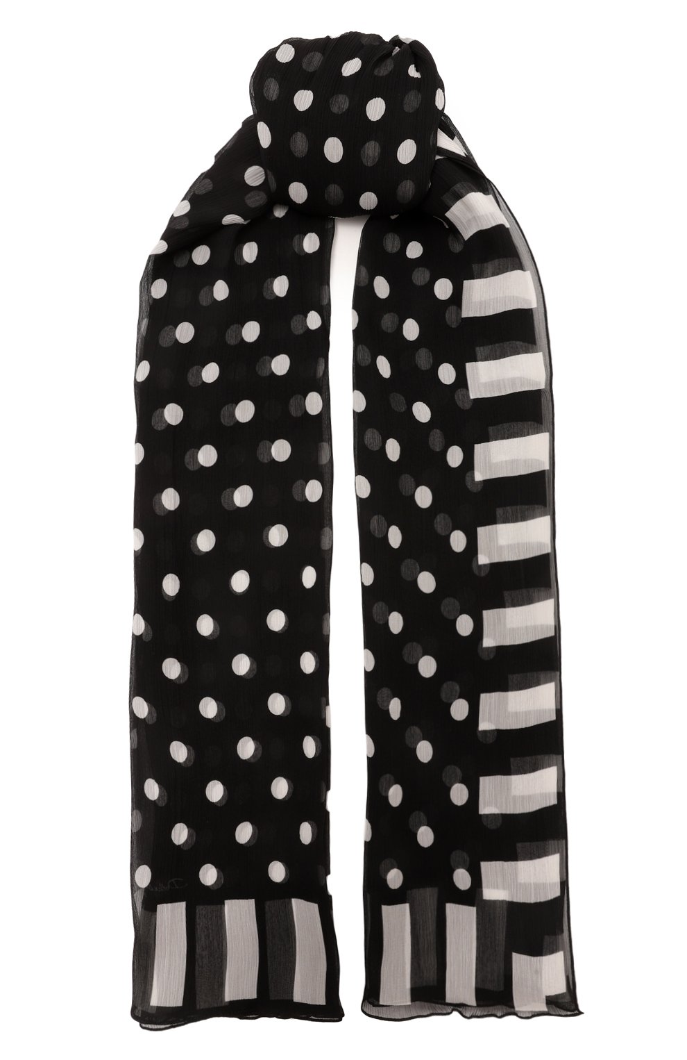 Шелковый шарф DOLCE & GABBANA черно-белого цвета по цене 73500 руб., арт. FS182A/GDCLE, фото 1 Шелковый шарф DOLCE & GABBANA, арт. FS182A/GDCLE, фото 1