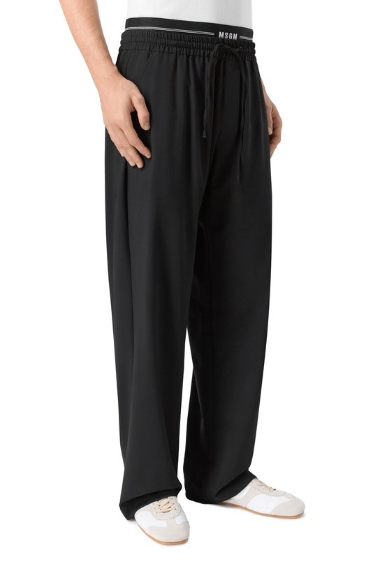 Шерстяные брюки MSGM 4040MP13/267100 Чёрный  4040MP13/267100 Фото 3