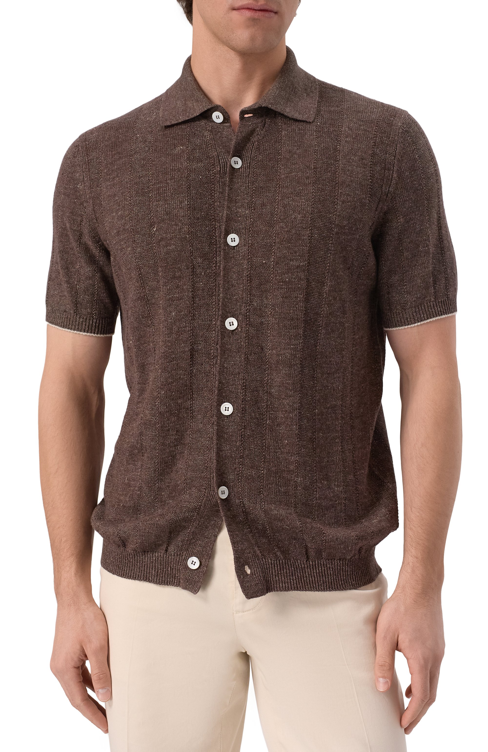 Рубашка изо льна и хлопка BRUNELLO CUCINELLI, арт. M2L707805, фото 3