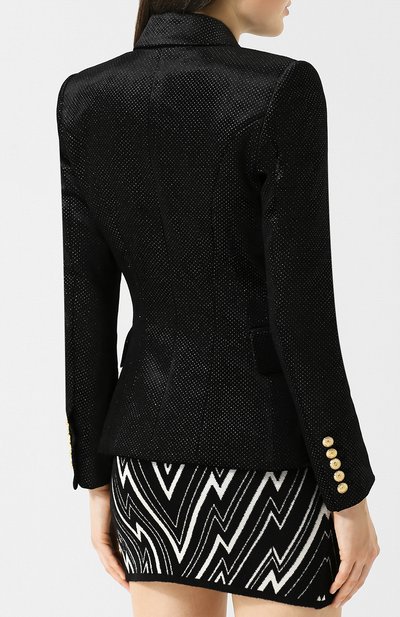 Приталенный двубортный жакет с контрастными пуговицами BALMAIN, арт. 147220/122C, фото 4
