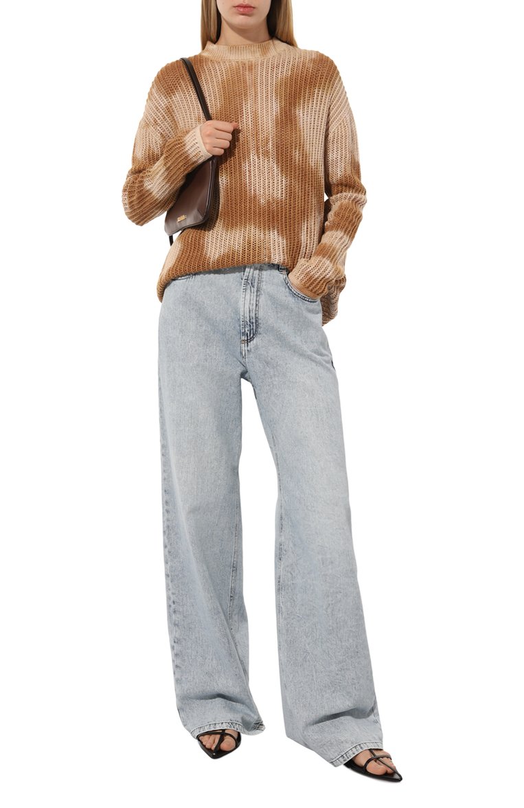 Женский хлопковый пуловер ADDICTED бежевого цвета, арт. AC3224 | Фото 2 (Рукава: Длинные; Стили: Гранж; Длина (для топов): Удлиненные; Материал сплава: Проставлено; Материал внешний: Хлопок; Женское Кросс-КТ: Пуловер-одежда; Драгоценные камни: Проставлено)