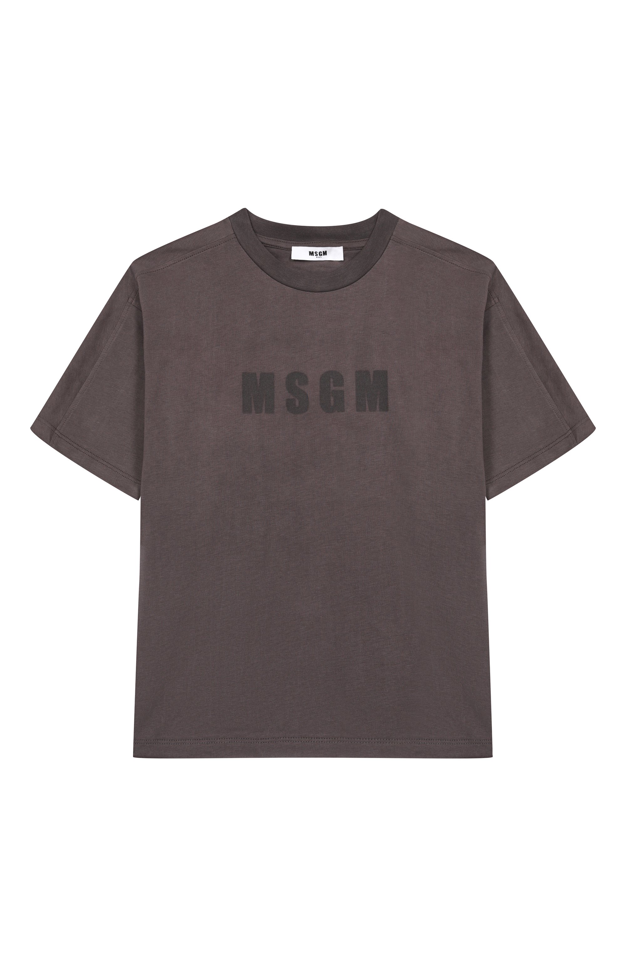 Хлопковая футболка MSGM KIDS коричневого цвета по цене 7205 руб., арт. S6MSJUTH151, фото 1 Хлопковая футболка MSGM KIDS, арт. S6MSJUTH151, фото 1