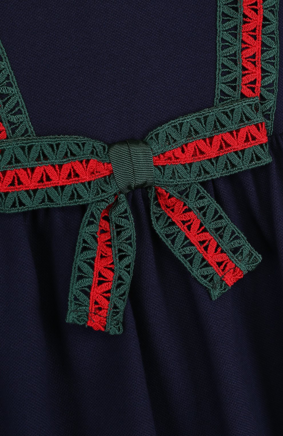 Хлопковое платье с бантом и контрастной отделкой GUCCI синего цвета по цене 30950 руб., арт. 503462/X9N98, фото 3 Хлопковое платье с бантом и контрастной отделкой GUCCI, арт. 503462/X9N98, фото 3