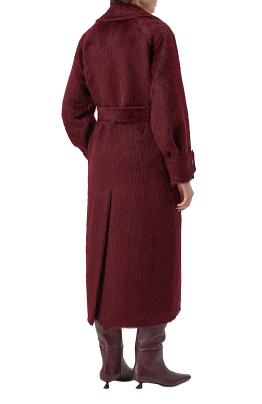Шерстяное пальто Max Mara ALBATA1234 Бордовый  ALBATA1234 Фото 4