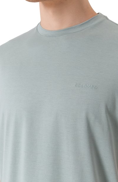 Футболка из шелка и хлопка COLOMBO бирюзового цвета по цене 75900 руб., арт. TS00404/M0146-J0, фото 5 Футболка из шелка и хлопка COLOMBO, арт. TS00404/M0146-J0, фото 5