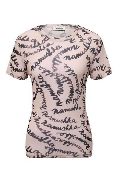 Футболка NANUSHKA, арт. GUY_SCRIBBLE L0G0 BR0WN_MESH JERSEY, фото 1