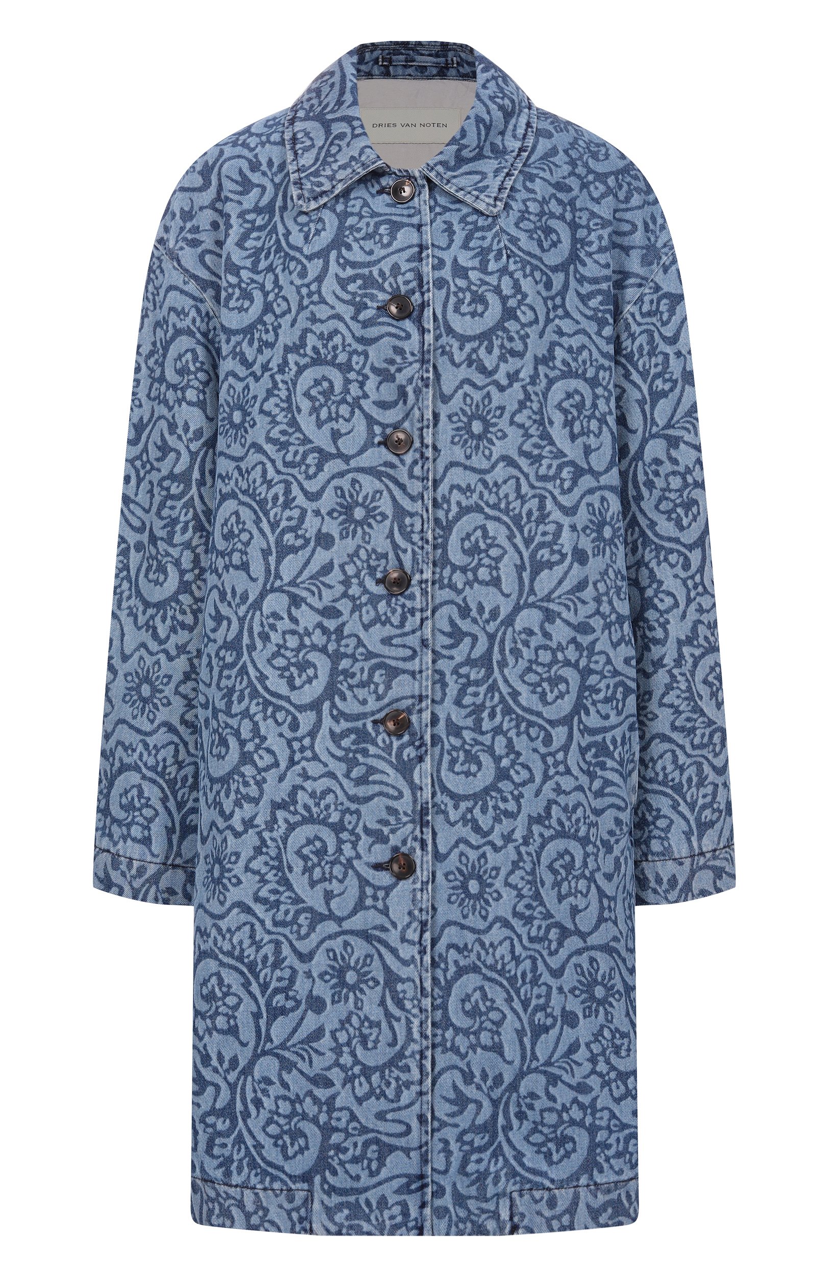 Джинсовое пальто DRIES VAN NOTEN голубого цвета по цене 121000 руб., арт. 262-130204/4407, фото 1 Джинсовое пальто DRIES VAN NOTEN, арт. 262-130204/4407, фото 1
