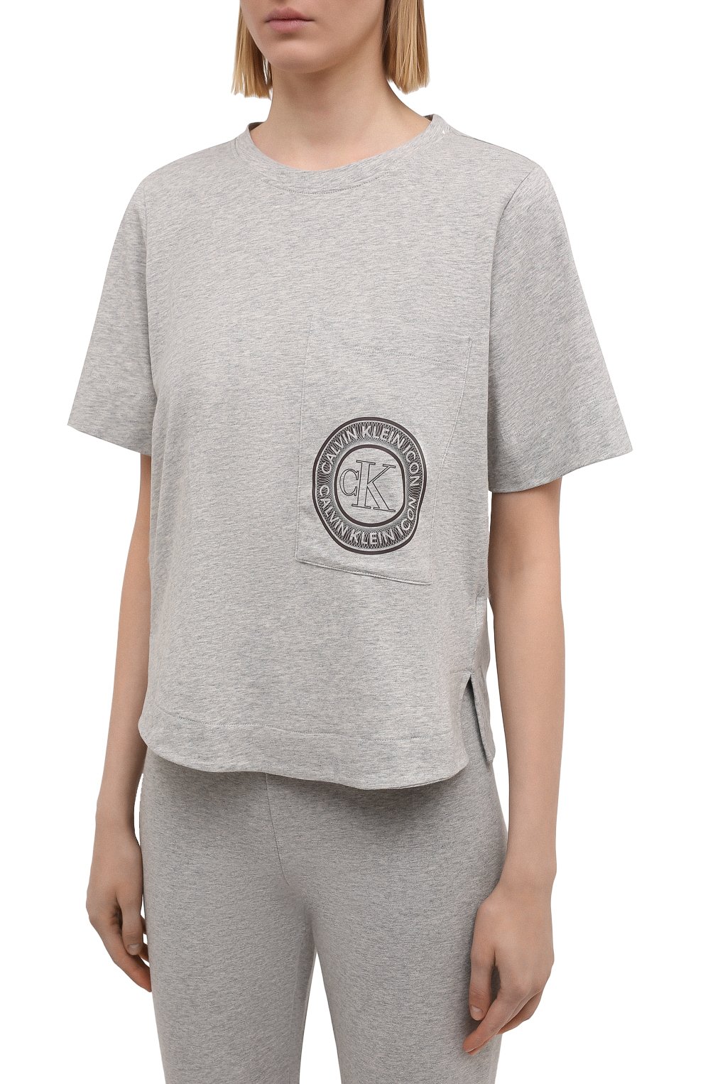 Хлопковая футболка CALVIN KLEIN серого цвета по цене 5520 руб., арт. QS6601E, фото 3 Хлопковая футболка CALVIN KLEIN, арт. QS6601E, фото 3