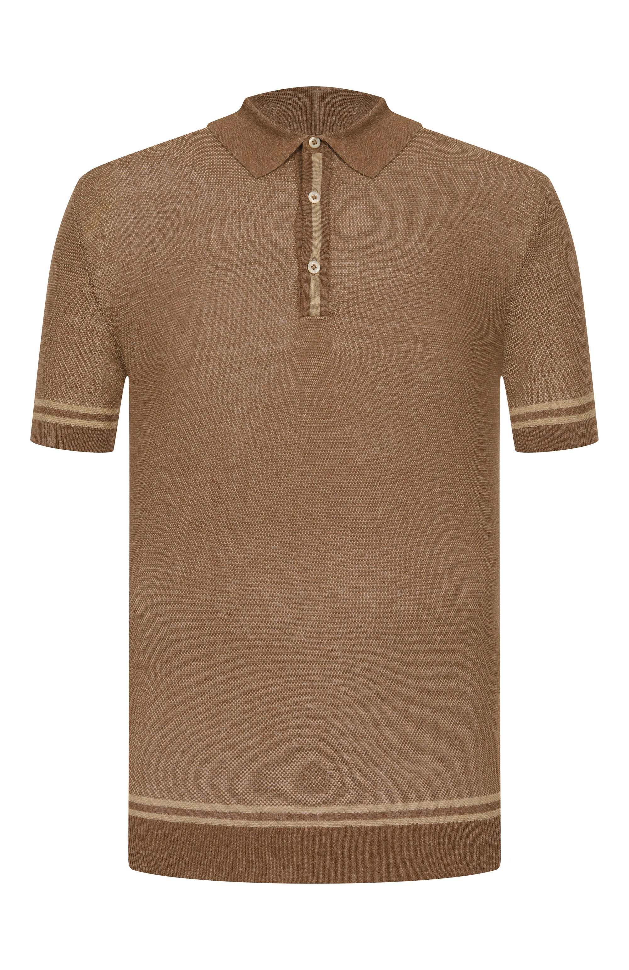 Поло из шелка и льна CORNELIANI коричневого цвета по цене 79950 руб., арт. 25M562-2525177, фото 1 Поло из шелка и льна CORNELIANI, арт. 25M562-2525177, фото 1