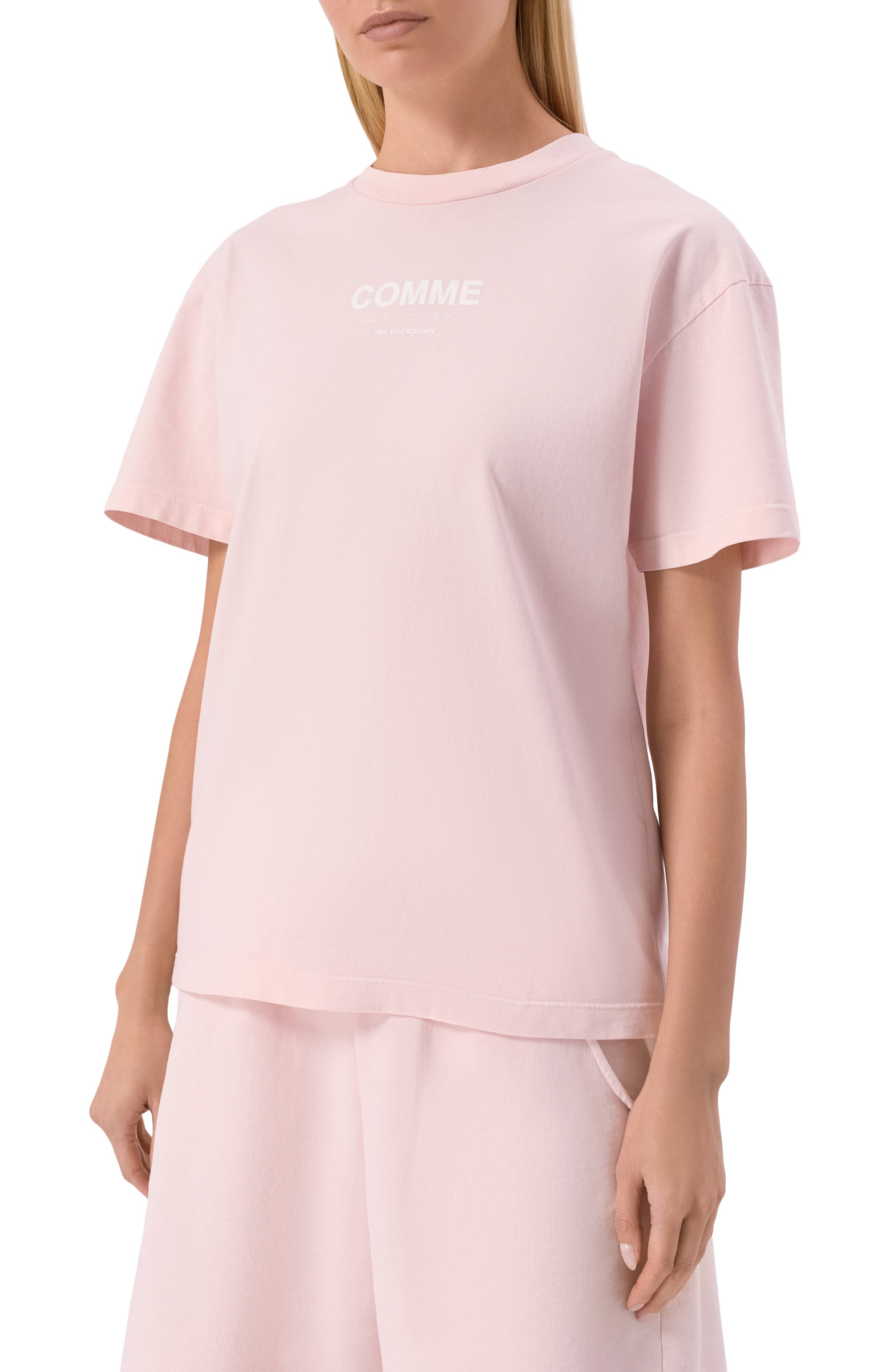 Хлопковая футболка COMME DES FUCKDOWN розового цвета по цене 8710 руб., арт. CFABW01582, фото 3 Хлопковая футболка COMME DES FUCKDOWN, арт. CFABW01582, фото 3