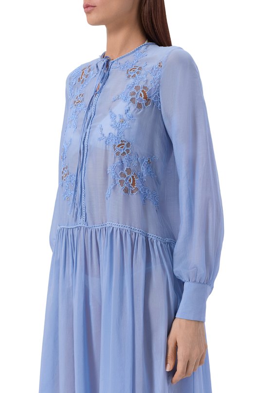 Платье из хлопка и шелка Ermanno Scervino D484Q624XYR Голубой  D484Q624XYR Фото 4
