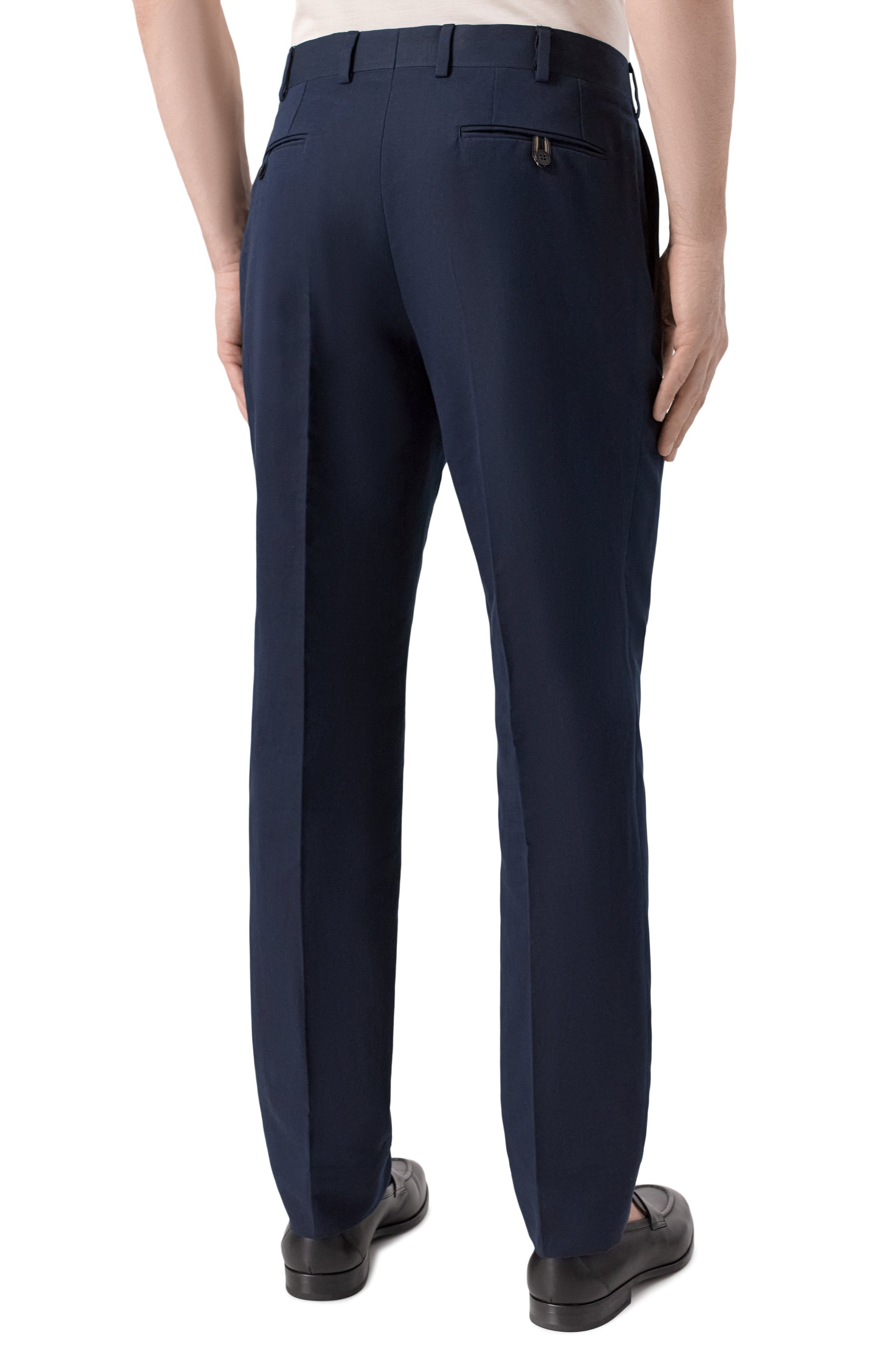 Брюки изо льна и хлопка BRIONI темно-синего цвета по цене 76850 руб., арт. RPC20M-PA106, фото 4 Брюки изо льна и хлопка BRIONI, арт. RPC20M-PA106, фото 4