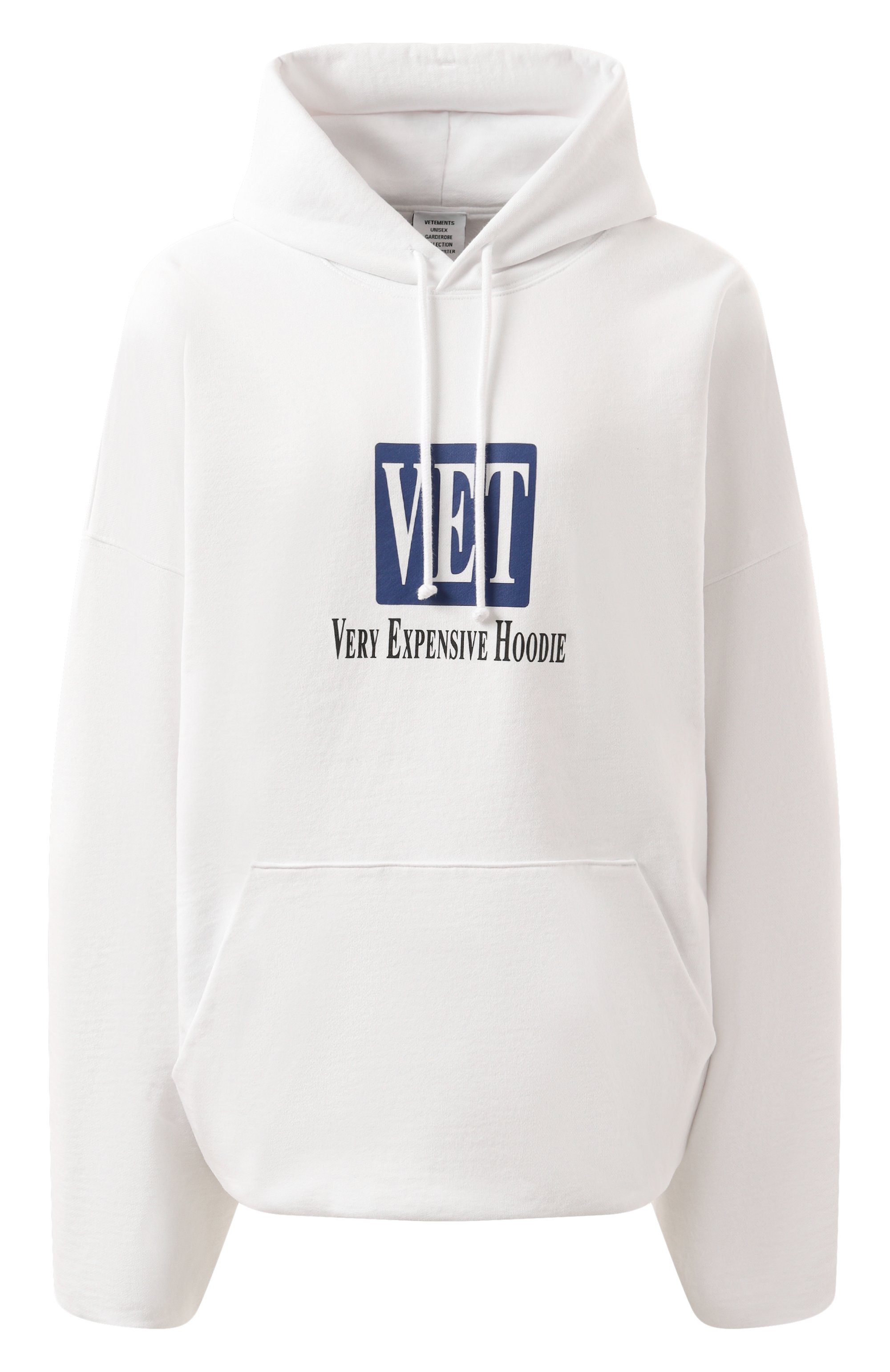 Хлопковое худи VETEMENTS белого цвета по цене 91950 руб., арт. UA66HD640W, фото 1 Хлопковое худи VETEMENTS, арт. UA66HD640W, фото 1