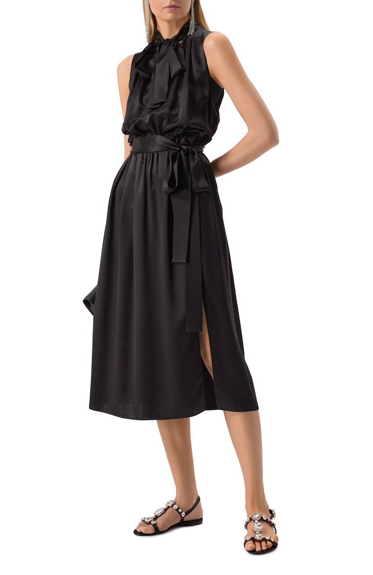 Женские текстильные сандалии bianca DOLCE & GABBANA черного цвета, арт. CQ0601/A9T43 | Фото 2 (Каблук высота: Низкий; Материал внутренний: Натуральная кожа; Подошва: Плоская; Драгоценные камни: Проставлено; Материал внешний: Текстиль; Материал сплава: Проставлено)