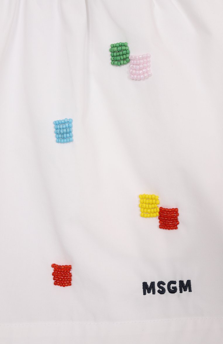 Детские хлопковые шорты MSGM KIDS белого цвета, арт. S5MSJGSH232 | Фото 3 (Материал внешний: Хлопок; Нос: Не проставлено; Случай: Повседневный; Автоматизация состава: Проставлено; Ростовка одежда: 16 лет | 164 см, 12 лет | 152 см, 10 - 11 лет | 140 - 146см, 8 лет | 128 см)