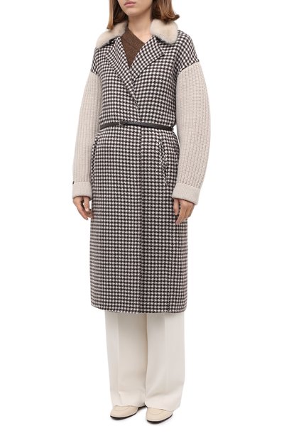 Шерстяное пальто с меховой отделкой MANZONI24, арт. 20M523-PDP4VXL8/38-46, фото 4
