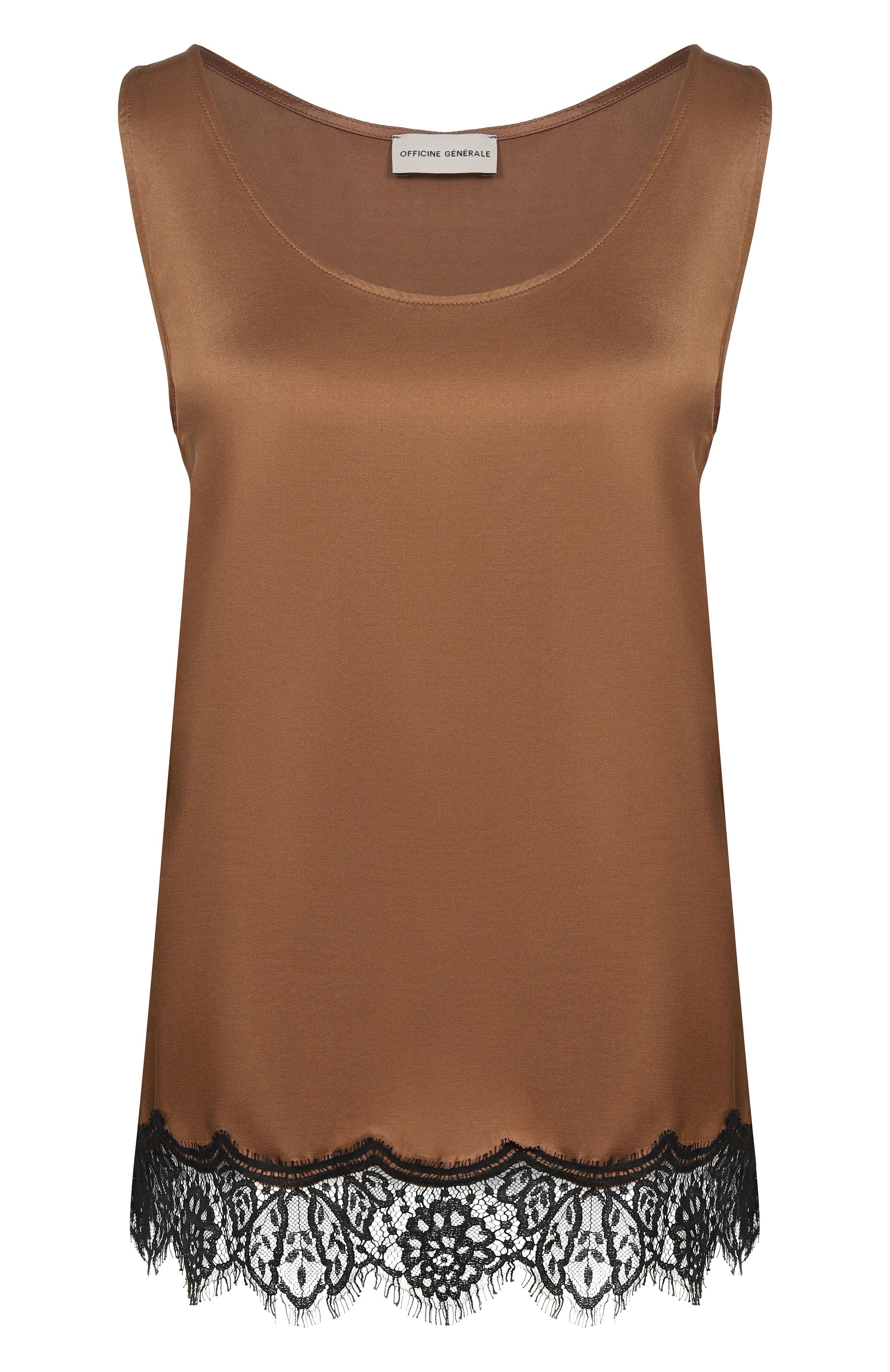 Атласный топ OFFICINE GENERALE коричневого цвета по цене 44050 руб., арт. S26WT0P057, фото 1 Атласный топ OFFICINE GENERALE, арт. S26WT0P057, фото 1