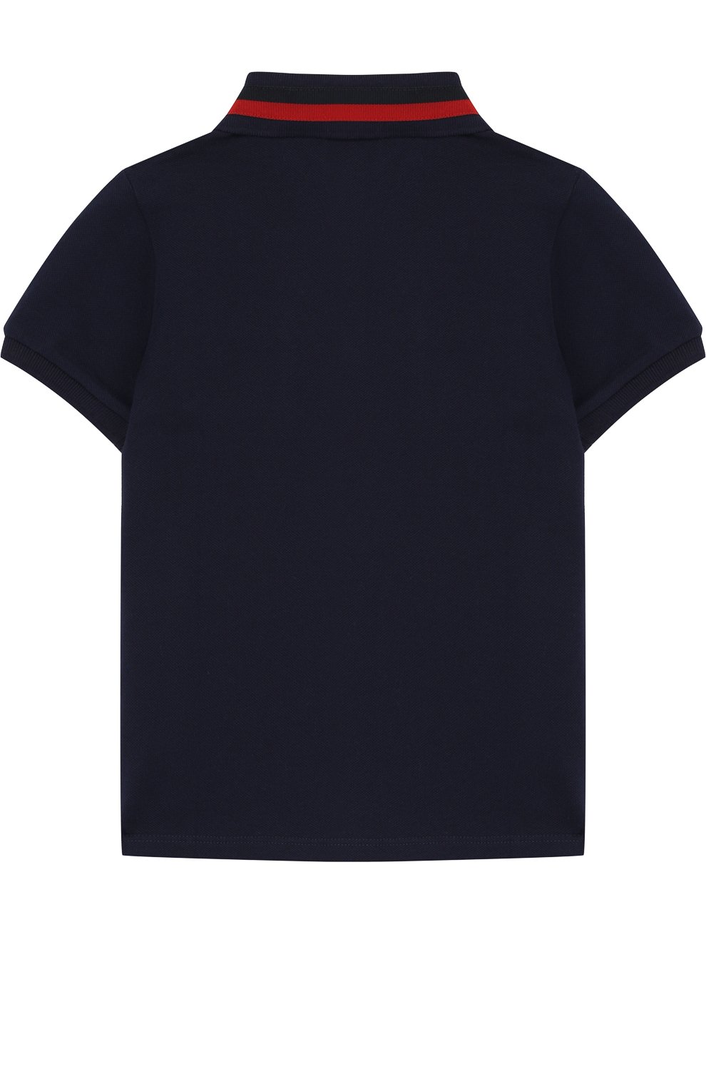 Хлопковое поло с декорированным воротником GUCCI синего цвета по цене 14200 руб., арт. 455206/X5J10, фото 2 Хлопковое поло с декорированным воротником GUCCI, арт. 455206/X5J10, фото 2