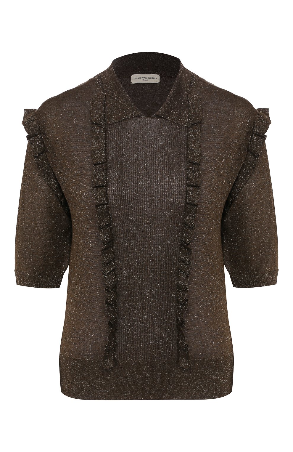 Пуловер из вискозы DRIES VAN NOTEN хаки цвета по цене 45200 руб., арт. 201-11219-9700, фото 1 Пуловер из вискозы DRIES VAN NOTEN, арт. 201-11219-9700, фото 1