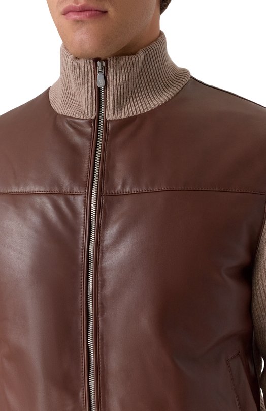 Комбинированный кардиган Brunello Cucinelli MPWIN2059 Коричневый  MPWIN2059 Фото 5
