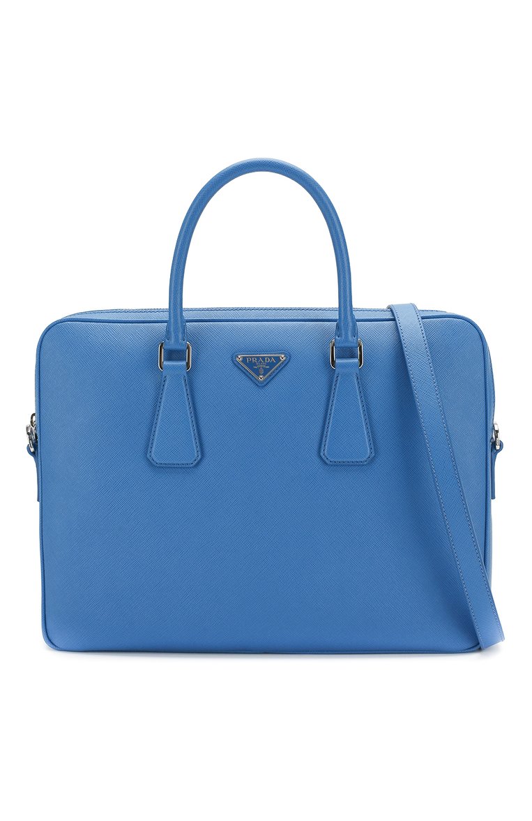 Мужская кожаная сумка для ноутбука PRADA синего цвета, арт. 2VE368-9Z2-F0NOF | Фото 6 (Ремень/цепочка: На ремешке; Материал: Натуральная кожа; Статус проверки: Проверена категория, Проверено; Размер: large)