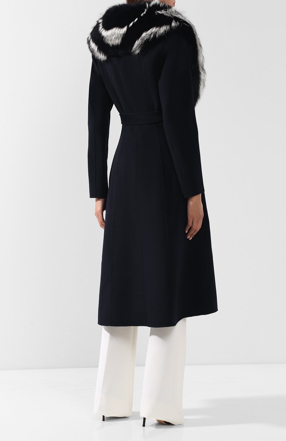 Шерстяное пальто с меховым воротником YVES SALOMON, арт. 9WYM01119CBRD, фото 4