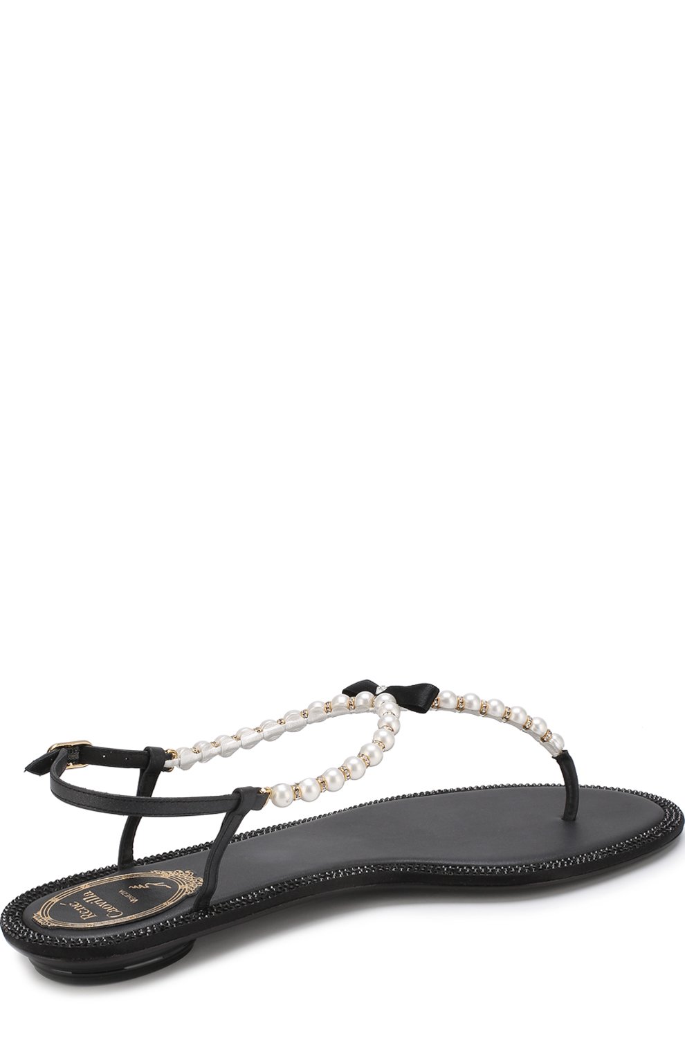 Кожаные сандалии с жемчужинами и бантом RENE CAOVILLA, арт. C07598-010-VR01V001, фото 4