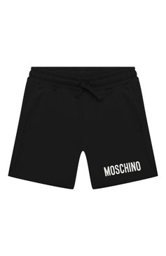 Детские хлопковые шорты MOSCHINO черного цвета, арт. HRQ002/LBA10/10-14 | Фото 1 (Случай: Повседневный; Материал сплава: Проставлено; Нос: Не проставлено; Материал внешний: Хлопок; Ростовка одежда: 16 лет | 164 см, 12 лет | 152 см, 10 - 11 лет | 140 - 146см)