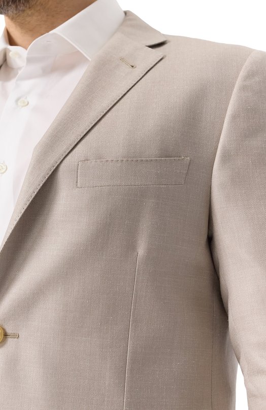 Пиджак из шерсти и шелка Corneliani 25X002-2518289 Бежевый  25X002-2518289 Фото 7
