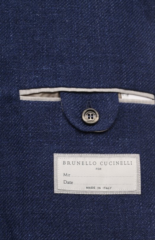Пиджак изо льна и шерсти Brunello Cucinelli MW4827BND Синий  MW4827BND Фото 8