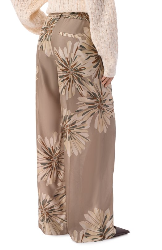 Атласные брюки Brunello Cucinelli MQ967P9229 Бежевый  MQ967P9229 Фото 4